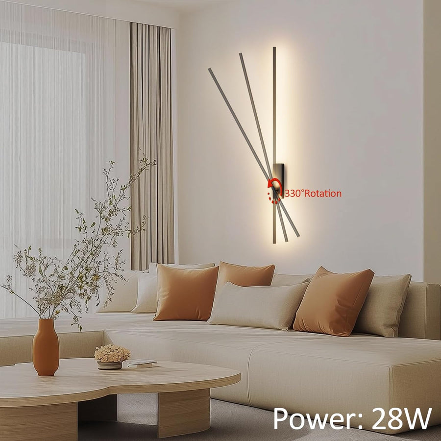 Lot de x2 Appliques Murale LED avec Télécommande Noir - 100 cm, 28 W, 3000 K-6000 K, avec Fonctions de Variation d'Intensité et de Minuterie