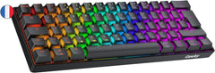 Clavier de Jeu Mécanique AZERTY 62 Touches Multicolores Rétroéclairées RGB LED pour Gaming