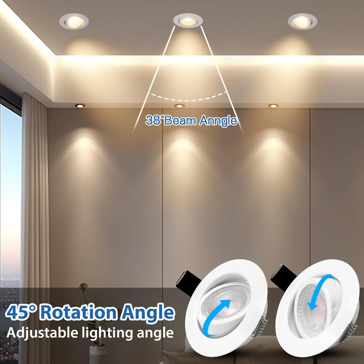 Spot LED Encastrable Orientable, 5W Spot Led Plafond Blanc Dimmable 220V Blanc Neutre 4000K 500LM Spot Encastrable LED Extra Plat, IP44