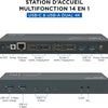 Station d’Accueil Double Ecran 4K60Hz, 14 en 1 HDMI et DisplayPort 4X USB-A 3.0 2X USB-C 3.0