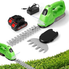 Sécateur à gazon et à arbustes sans fil 2 en 1 21 V avec tondeuse à arbustes de 19 cm, lame à gazon 10 cm, 25 000 tr/min, 2 batteries 1,5 Ah, chargeur, autonomie env. 60 min, pour jardin et pelouse