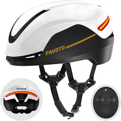 Casque de Vélo Intelligent avec Lumière – Casque Ebike Certifié CE Double Coque pour Adulte Homme Femme avec Clignotants pour Cyclisme sur Route Déplacements en Ville BLANC