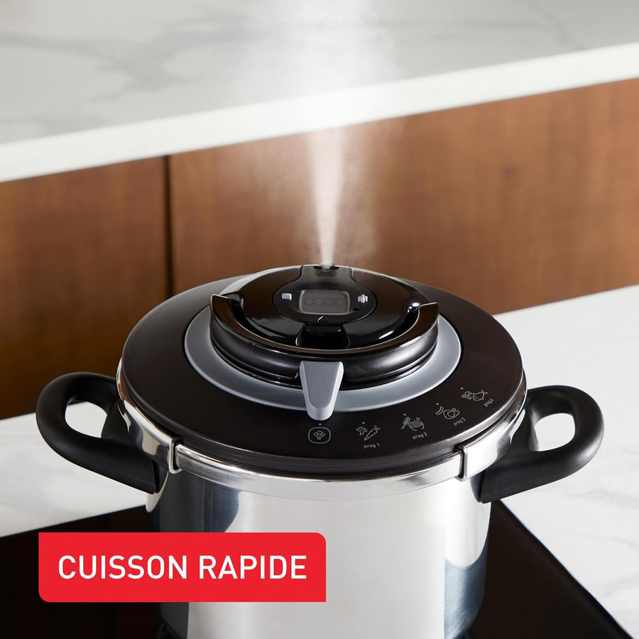 SEB Clipso+ CHEF 10L Cocotte-minute, 7-10 convives, Induction, 4programmes cuisson, Ouverture et fermeture du couvercle d'une seule main, P4551500