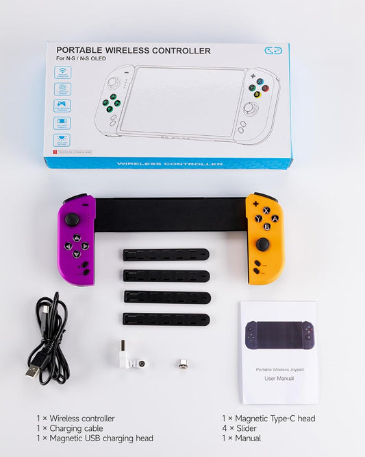 Manette Switch Poignée Étendu Joy-Cons Sans Fil Contrôleur Manette L/R VIOLET/JAUNE