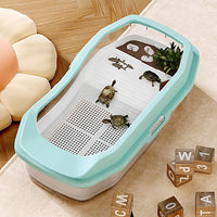 Aquarium pour Tortue PC 46x28x14cm, Petit Aquarium pour Tortues juvéniles, Design Polyvalent pour crabes, Poissons, Tortues