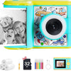 Appareil Photo Instantané Enfant - Caméra Écran IPS 2,4" - Modes Selfie & Vidéo - 32 Go + 3 Rouleaux Papier Photo - Jouet Cadeau Noël/Anniversaire Fille Garçon 3-14 Ans (Bleu)