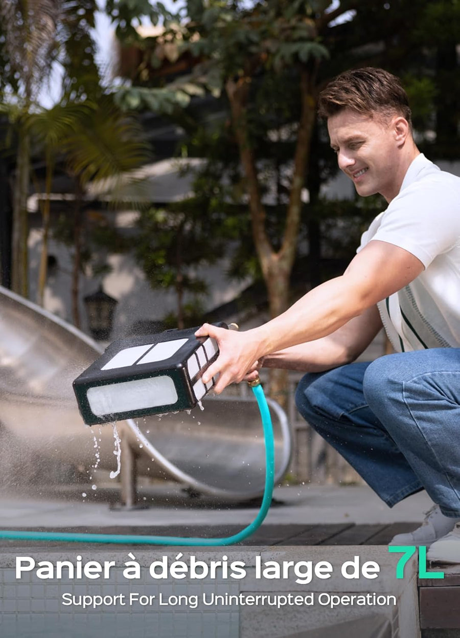 Skimmer WYBOT F1 Piscine Hors Sol Double Énergie (Solaire + Batterie), Nettoie La Surface De L’Eau, Pilotage par App, Fonctionne 24h/24, pour Toutes Piscines – Robot Piscine sans Fil