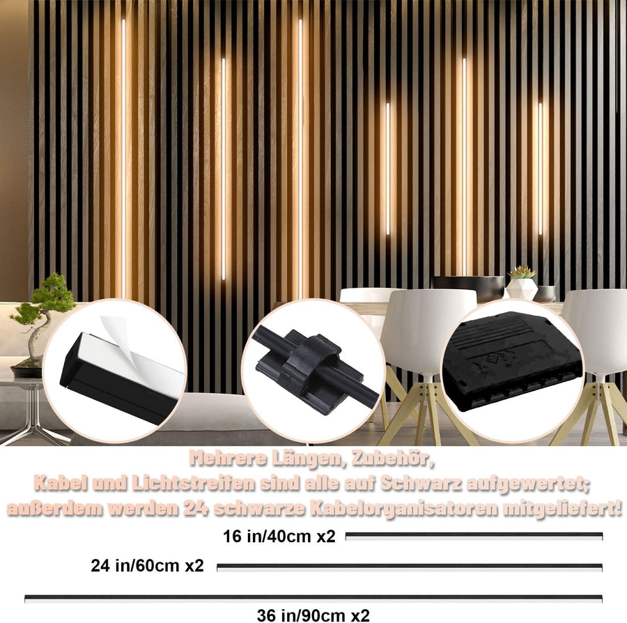 Lumière Ruban LED pour Panneau Acoustique Bois，38cm*2+60cm*4 - 6 Pièces Encastré WiFi LED Panneau Acoustique Bande Blanc Chaud avec Alexa, Autocollante pour Panneaux Acoustiques, Cuisine