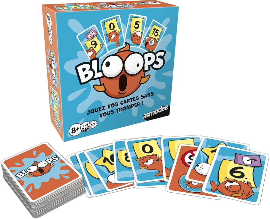 Asmodee - BLOOPS - Jeu de Cartes de Mémoire & Stratégie – Jeu d’Ambiance Famille et Enfants dès 8 Ans – Party Game Rapide & Fun pour Soirée – 10 Min - 2 à 5 Joueurs - Version Française