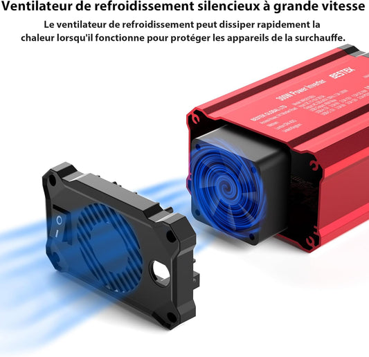 Convertisseur 12v 220v 230v 240v 300W avec Deux Ports de Charge Rapide (PD30 et QC18W) Prise Allume Cigare Transformateur de Tension