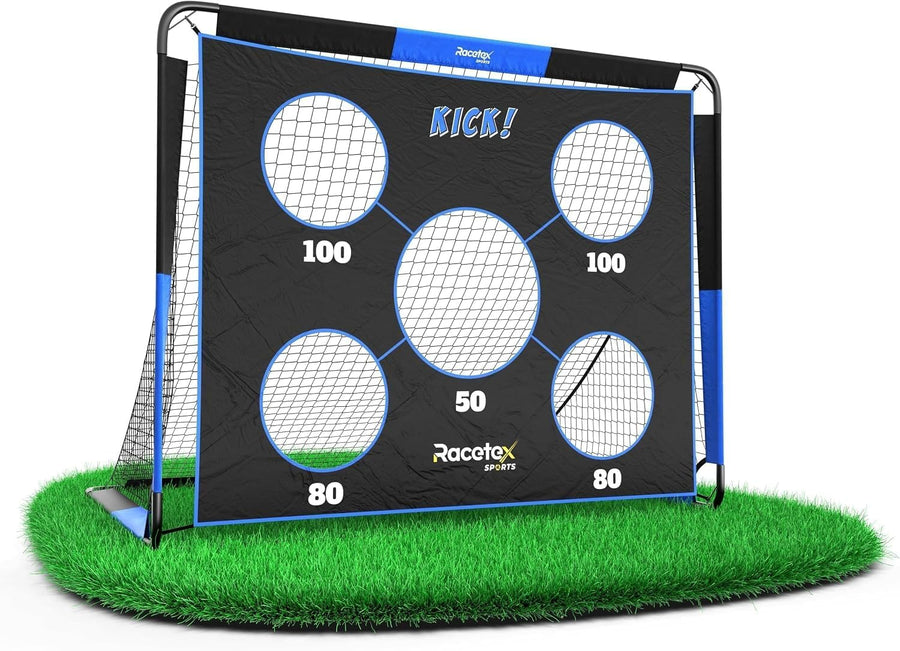 Racetex But de Foot 2-en-1 pour Enfants avec Cible de tir/Montage Rapide cage de foot enfant pour destinés au jardin, robustes et stables grâce aux arceaux en fibre de verre – faciles à déplacer
