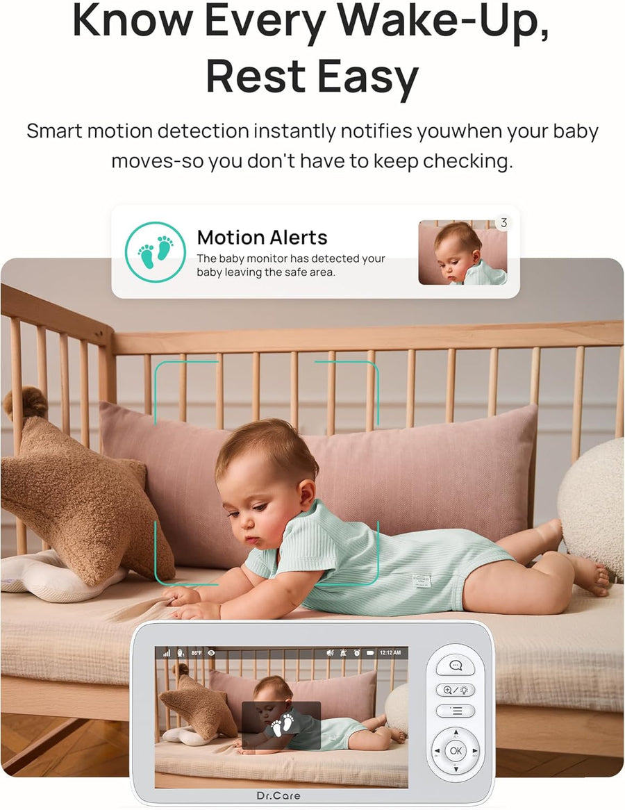 Babyphone Moniteur Bébé Intelligent WiFi 5,5" – Écran Partagé 1080P & Caméra 2K, Mode Confidentialité, Multi-Utilisateur, Batterie Amovible 5000mAh, Veilleuse RGB, Alerte Pleurs & Mouvements