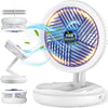 Ventilateur de Table avec Lumière LED Réglable 4 Vitesses Pliable et Suspendu 360 ° Rotation