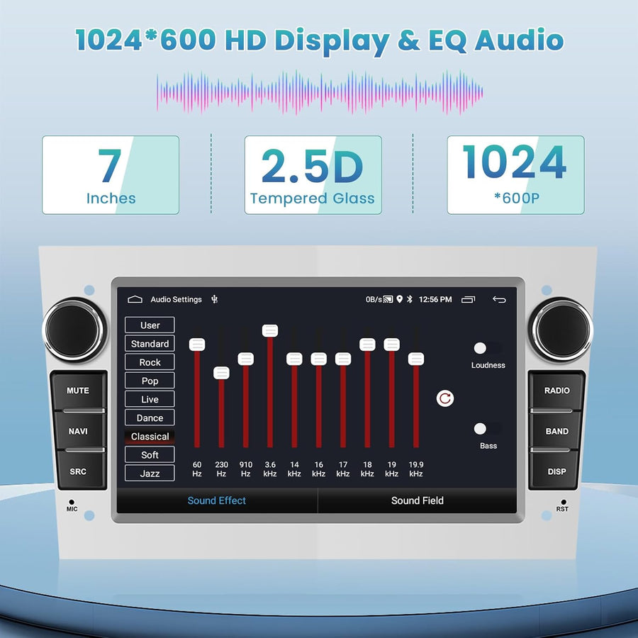 Autoradio Android 15 pour Opel Astra, Antara, Vectra, Corsa, Zafira, Meriva, Vivaro, Combo, Signum, Tigra Carplay Android Auto sans Fil -7" Écran Tactile avec WiFi GPS FM/RDS BT SWC+Caméra+MIC