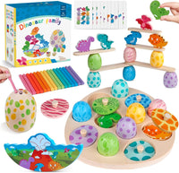 Jouets Montessori en Bois pour Bébés Puzzles Dinosaures, Blocs de Construction, Empilage, Tri, Motricité, Jeux Éducatif