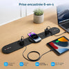 Prise Encastrable de Bureau avec Capot Coulissant Métallique Multiprise 6-en-1 avec Chargeur Sans Fil 15W Qi, 2 AC 2 USB-A 2 USB-C, 2500W, pour Bureau Cuisine