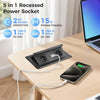 Prise Encastrable Plan de Travail, Multiprise Plate avec USB C PD 20 W et 15 W, Multiprise Encastrable Sans Fil, Prise Escamotable pour Cuisines Bureaux Salle de Réunion, 1.8M Câble