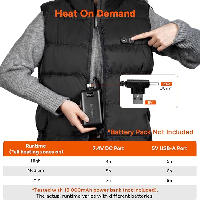 Veste Chauffante Homme Femme Taille XL Gilet Chauffant avec 3 Niveaux de Chauffage, 10 Zones de Chauffage, Gilet Chaud Lavable pour Hiver Moto Randonnée Ski, (Sans banque d'alimentation)