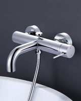 Robinet de baignoire avec douchette, thermostat en cuivre, mitigeur M24 à économie d'eau avec tuyau de douche de 150 cm