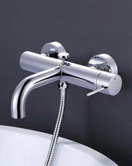 Robinet de baignoire avec douchette, thermostat en cuivre, mitigeur M24 à économie d'eau avec tuyau de douche de 150 cm