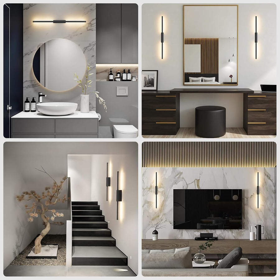 Lot de x2 Lampe Murale LED d'Intérieur sans Fil avec Batterie 60cm 7W, Dimmable avec Télécommande et Minuterie, Éclairage Mural Rechargeable pour Salon et Chambre