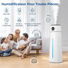 Humidificateur d'Air, 8L Top Fill Humidificateur d'air Chambre Avec Télécommande, Minuterie, Contrôle Intelligent de l'Humidité, Veilleuse, 80H