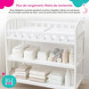 Table à Langer Bébé avec Matelas et Sangle de Sécurité Meuble a Langer avec 2 Étagères Bords Surélevés sur 4 Côtés Nouveau-né jusqu'à 12 Mois