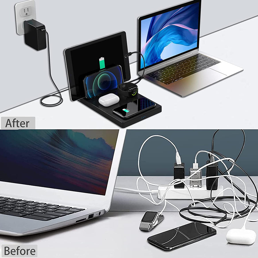 Grand Chargeur Induction 100W Sans Fil Rapide Tablette Smartphone Ecouteurs Montre Connectée