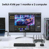 Commutateur KVM HDMI, 1 écran, 2 commutateurs KVM d'ordinateur 4K@144Hz, HDCP 1.4/2.3, 3 USB‑A 2.0 pour clavier sans fil, souris, imprimante, Plug & Play pour Windows, Mac et Linux
