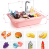 Jouets d'Évier De Cuisine avec Eau Courante, Couleurs Changeantes Vaisselle, Recyclage de l'eau ROSE