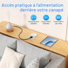 Prise encastrable Plan de Travail avec Charge Qi15 W, USB-C PD 30W, Ø80 mm Multiprise encastrable avec 1 prise, USB-A QC 18 W, couvercle rotatif anti-poussière, câble 2 m, bureau et cuisine, blanc