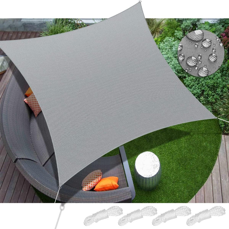 Voile d'Ombrage Carrée 2x2m Water Résistant Bloque 95% des UV Corde Jardin Terrasse GRIS