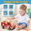 Jouet en Bois, Boite a Outils, Camion de Pompier Voiture Enfant, Montessori Jeux, 47 Pièces