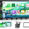 Hodozzy 2 Din Autoradio avec Carplay sans Fil Android Auto, 7 Pouces Touches Piano 2 Din Écran Tactile Radio Voiture avec Bluetooth, Radio FM, EQ, Vidéo en Ligne, Mirror Link, USB/AUX/Type-C, SWC