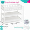 Table à Langer Bébé avec Matelas et Sangle de Sécurité Meuble a Langer avec 2 Étagères Bords Surélevés sur 4 Côtés Nouveau-né jusqu'à 12 Mois