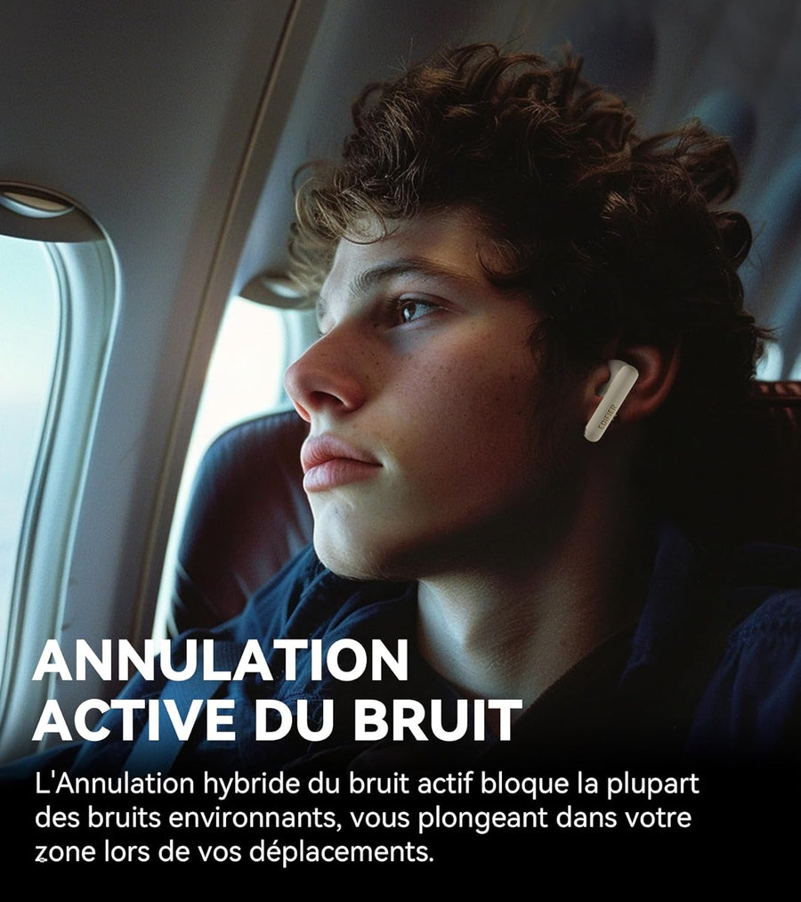 Edifier X5 Pro Écouteurs Bluetooth Sans Fil Réduction Active du Bruit Appels Améliorés par IA Charge Rapide Mode Gaming Étanche IP55 BLANC