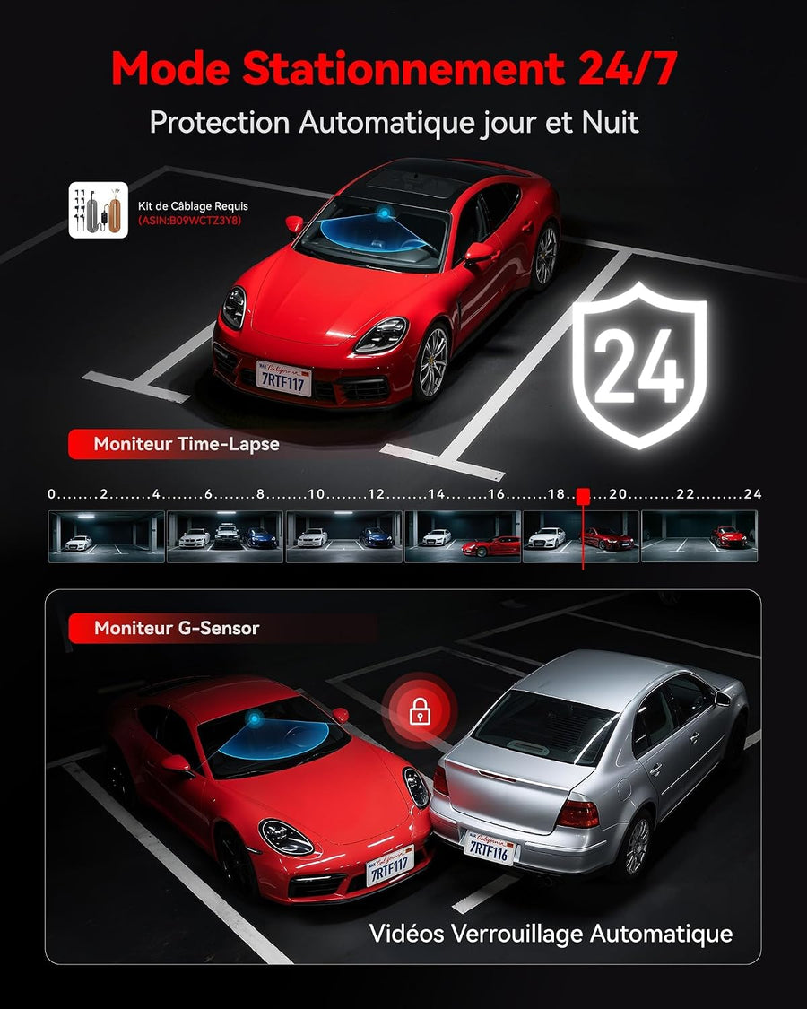 REDTIGER F11 Dashcam Voiture 4K, WiFi & Contrôle via App, Vision Nocturne, WDR, Mini Caméra Embarquée Discrète, Enregistrement en Boucle & Mode Stationnement 24H, Plug & Play, Sans Carte SD, Max 256Go