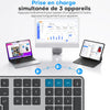 Kit Clavier et Souris Bluetooth pour Mac, Clavier et Souris sans Fil AZERTY Français Rechargeable avec 3 Canaux Bluetooth pour Apple Mac Pro/Mini, MacBook Pro/Air, iMac, iMac Pro, Gris Foncé