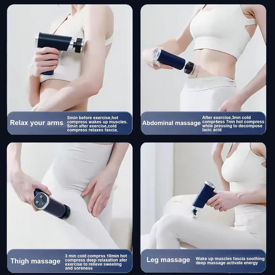 Masseurs électriques portables avec chaleur et tête froide,pistolet de Fascia pour tissus profonds de poche, Percussion Portable, masseur portatif petit et silencieux,9 têtes
