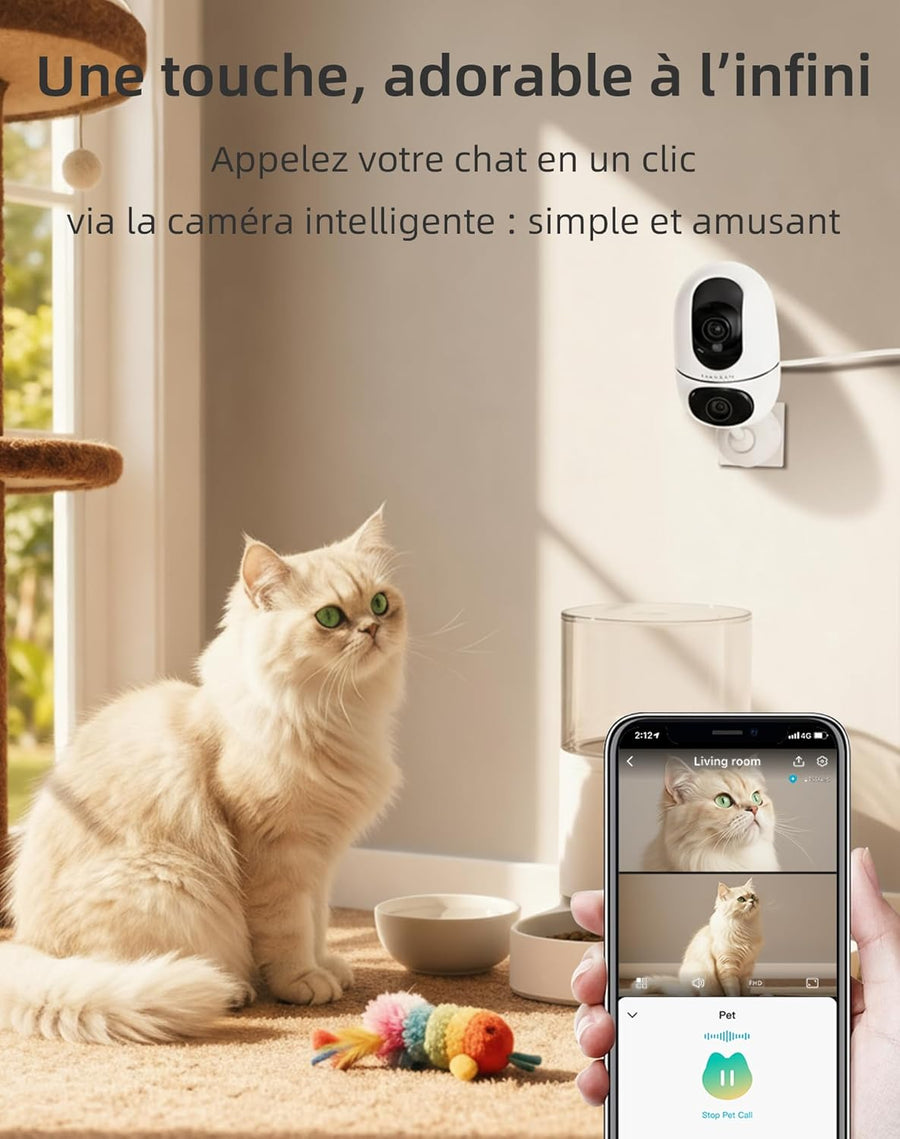 Caméra Surveillance WiFi Intérieure 1080P, 2-en-1 Double Objectif, Rotation 360, Vision Nocturne Couleur, Auto-Suivi, Audio Bidirectionnel
