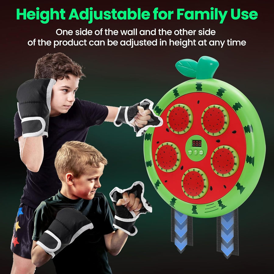 Machine de Boxe Musicale, Music Boxing Machine avec Gants de Boxe Enfant, 3 Modes de Vitesse Boxe Mural Musique pour la Maison