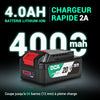 Meuleuse d'angle Sans fil Sans balai 20V, Ø125mm, incl. Batterie 4.0Ah & Chargeur Rapide, 8500 tr/min Meuleuse d'angle avec Capot à Fermeture Rapide, 6 Disques pour Tronçonner