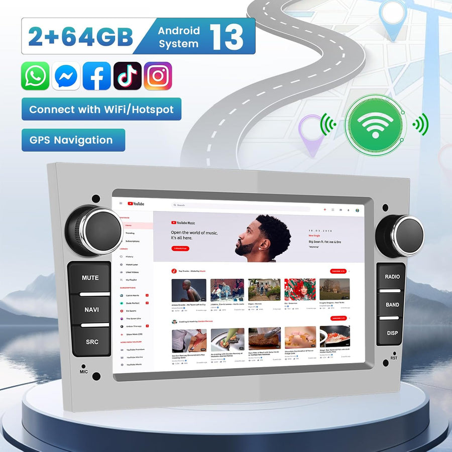 Autoradio Android 15 pour Opel Astra, Antara, Vectra, Corsa, Zafira, Meriva, Vivaro, Combo, Signum, Tigra Carplay Android Auto sans Fil -7" Écran Tactile avec WiFi GPS FM/RDS BT SWC+Caméra+MIC