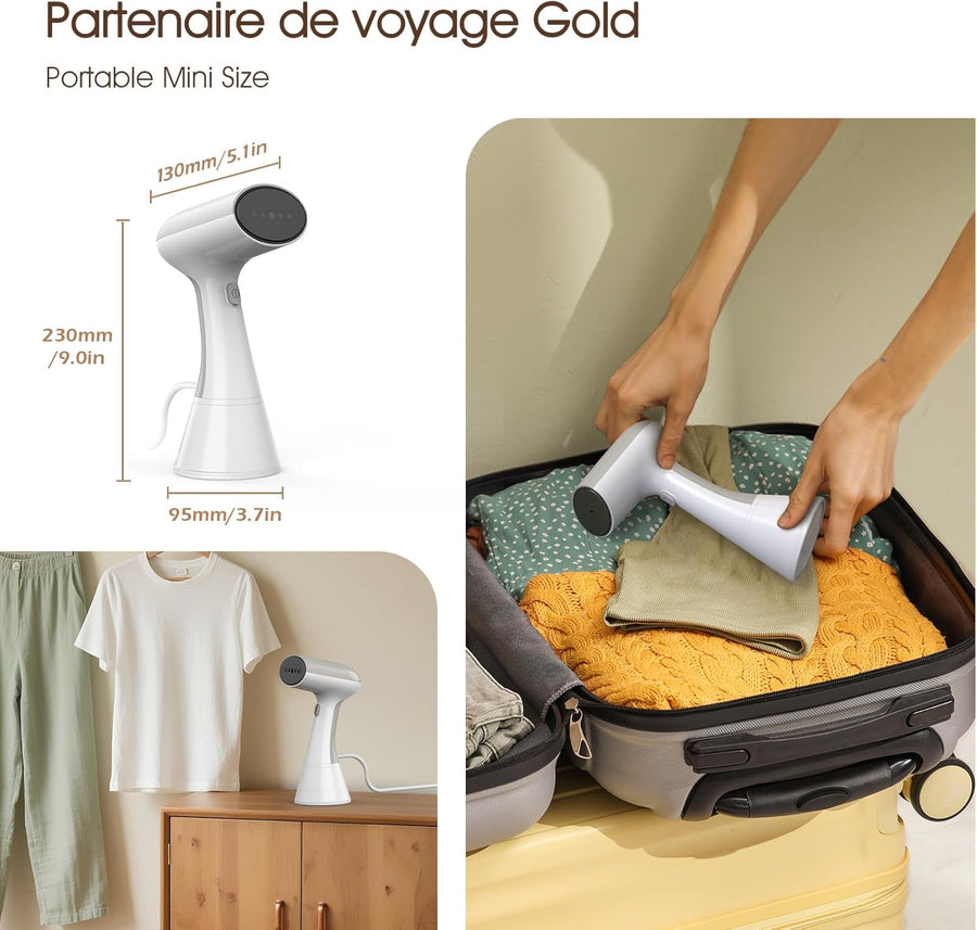 Defroisseur vertical a main, Défroisseurs vetement Portable, Vapeur extrême turbocompressée à 150°C, 20s pour chauffer steamer fer à repasser