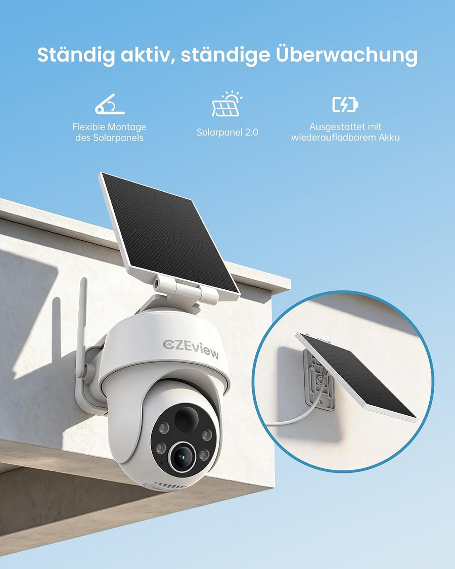 Caméra de surveillance 3K extérieure avec batterie solaire 2,4 GHz WiFi