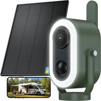 Caméra 4G avec Carte SIM Solaire Magnétique sans Fil Extérieur 2K Camera avec 3W Panneau Solaire 6000mAh Batterie, PIR Humaine Détection pour Camping-cars et Stationnement Temporaire