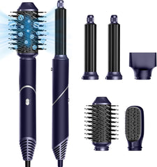 Air Brush Styler 5en1 Brosse Soufflante Chauffante Brushing Sèche-Cheveux Ionique Boucleur a Cheveux à Air Brosse à Lissante Embout de Sèche-cheveux Ensemble de Coiffure