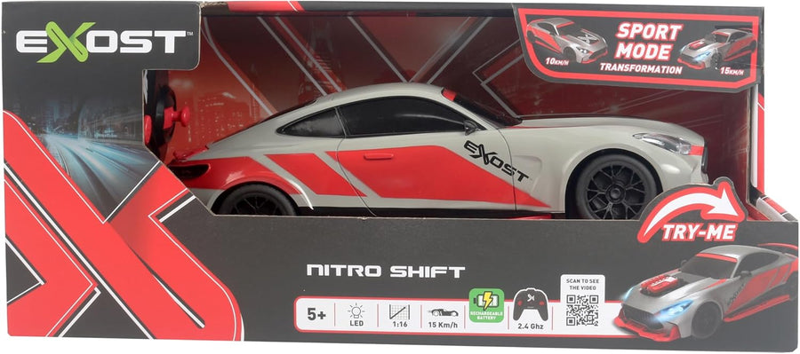 Exost - Nitro Shift – Voiture Télécommandée Transformable Échelle 1:16 - RC Car 2,4Ghz avec Effets Lumineux - Vitesse 15 km/h - Portée 25m - Batterie Rechargeable
