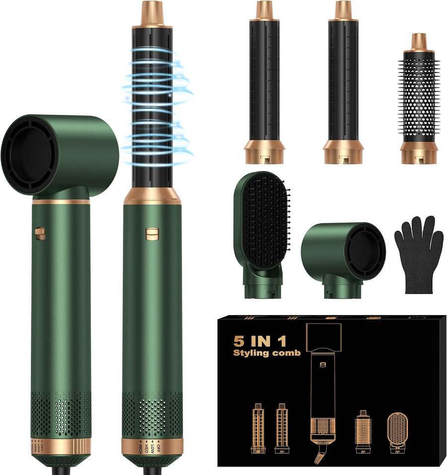 Air Styler Hair Styler 5 en 1,UKLISS Brosse Soufflante 1000W Seche Cheveux Brosse Coiffante Chauffante, Boucleur a Cheveux,3 Temperature, pour Boucler, Lisser, Sécher, Cadeau pour Donner Volume