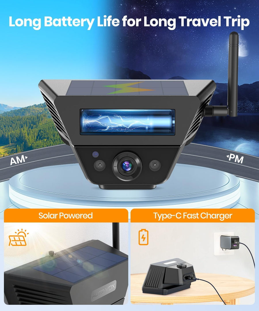 Camera de Recul sans Fil Solar avec Moniteur 7.2" 1080P HD: 1 Min Installation Rapide, avec Sac de Rangement, IP69K Imperméable